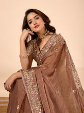 Women's Designer Embroidered Fendy Chiffon Sarees