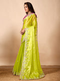 Women's Designer Embroidered Zimmichoo Saree with Contrast Blouse