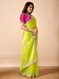 Women's Designer Embroidered Zimmichoo Saree with Contrast Blouse