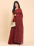 Handloom Cotton Zari Stripes Saree
