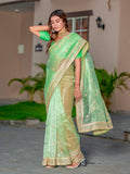 Womens Designer Embroidery Organza Saree