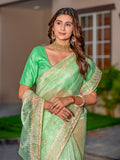 Womens Designer Embroidery Organza Saree