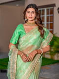 Womens Designer Embroidery Organza Saree