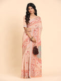 Floral Printed Zari Linen Saree