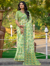 Womens Pure linen printed Saree