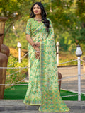 Womens Pure linen printed Saree