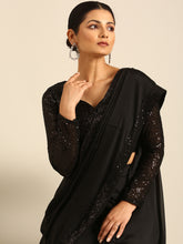 Womens Designer Rangoli Silk Sequence Border & Blouse Saree