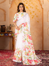 Womens Linen Printed Saree