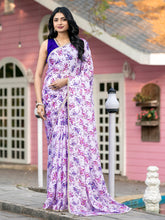 Pure Chinon Floral Printed Sequence Embroidery Saree