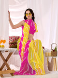 Womens Traditional Leheriya Saree With Handwork Butti