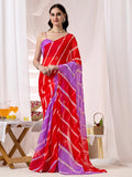 Womens Traditional Leheriya Saree With Handwork Butti