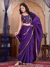 Womens Designer Crush Silk lace saree with Embroidery Blouse