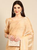 Womens Designer Solid Golden Saree