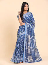 Floral Printed Zari Linen Saree