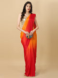 Womens Designer Red Ombre Sarwoski work Saree
