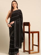 Designer Black Thread & Sequence Embroidery Saree