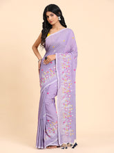 Pure Handloom Cotton Floral Embroidery Saree
