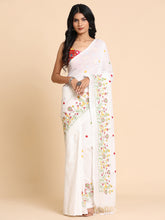 Pure Handloom Cotton Floral Embroidery Saree