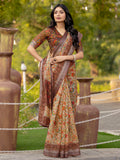 Womens Pure linen printed Saree
