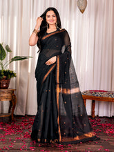 Womens Cotton Silk Zari Butti Handloom Saree