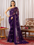 Womens Traditional Hand Bandhej Purple & Pink Saree