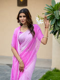 Pure Chiffon Cutdana Handwork Pink Shaded Saree