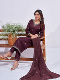 Womens Embroidered Kurti Pant with Dupatta