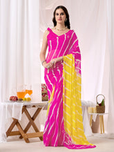 Womens Traditional Leheriya Saree With Handwork Butti