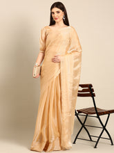 Womens Designer Solid Golden Saree