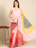 Womens Pure Georgette Multicolour Leheriya Gotta Saree