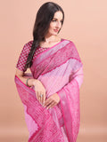 Floral Printed Zari Linen Saree
