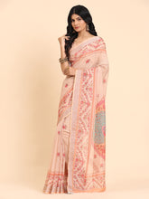 Floral Printed Zari Linen Saree