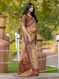 Womens Pure linen printed Saree