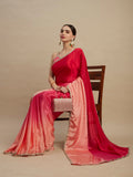 Womens Designer Ombre Shaded Chinon Saree