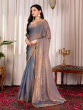Pure two tone Fendi Chiffon Lace Embroidery Saree