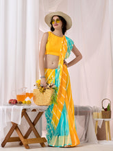 Womens Traditional Leheriya Saree With Handwork Butti