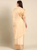 Womens Designer Solid Golden Saree