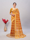 Womens Pure Mul Cotton Ajrakh Print Saree