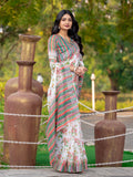 Womens Pure linen printed Saree