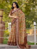 Womens Pure linen printed Saree