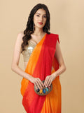Womens Designer Red Ombre Sarwoski work Saree