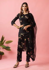 Womens Embroidered Kurti Pant with Dupatta