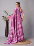 Womens Pure Mul Cotton Batik Print Wine Saree