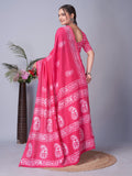 Womens Pure Mul Cotton Batik Print Wine Batik Batik Mango Pink Saree