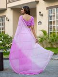 Pure Chiffon Cutdana Handwork Pink Shaded Saree