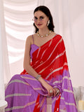 Womens Traditional Leheriya Saree With Handwork Butti