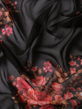 Womens Floral Printed Black Georgette Saree