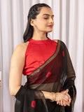 Womens Traditional Hand Bandhej Black & Red Saree