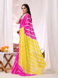 Womens Traditional Leheriya Saree With Handwork Butti