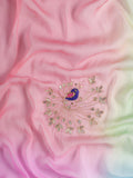 Pure Chiffon Hand Dyed Embroiderd Saree